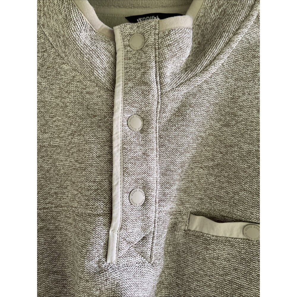 Eddie Bauer Men's 2XL Pullover Sweater Beige Warm Fleece Quarter Snap Pockets - Picture 15 of 16